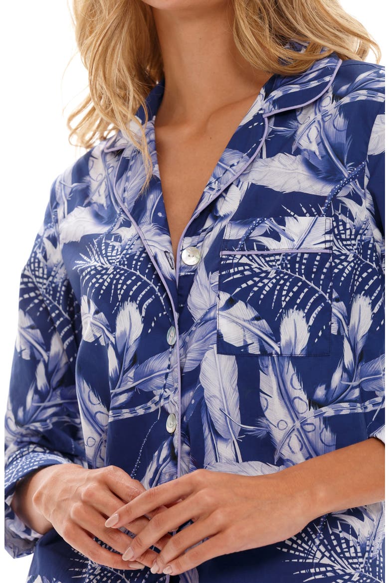 Emma Blue Plume Cotton Pajamas, Alternate, color, BLUE