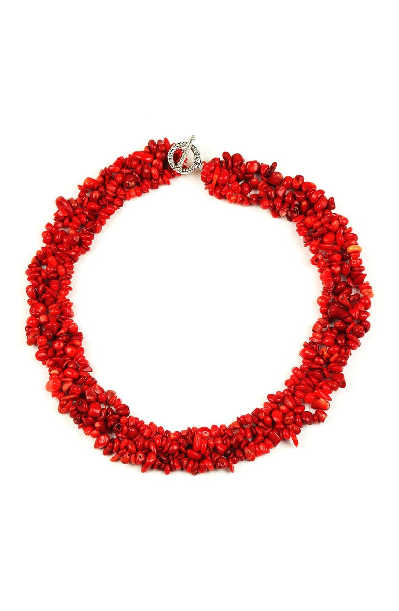 EYE CANDY LOS ANGELES Red Agate Stone Necklace, Main, color,