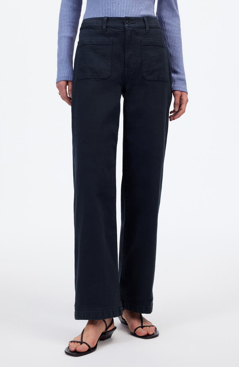 Madewell The Emmett Patch Pocket Wide Leg Pants, Main, color, Dark Navy