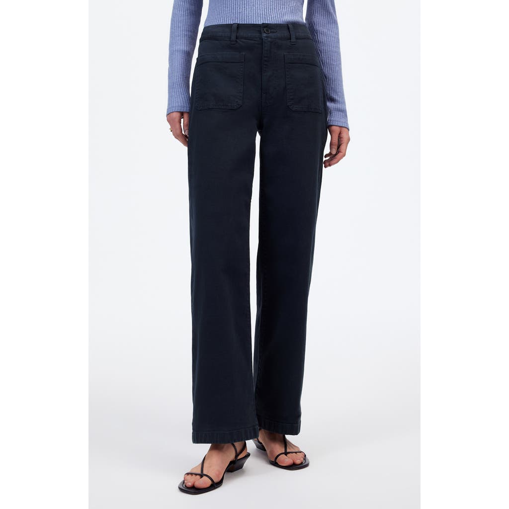 Madewell The Emmett Patch Pocket Wide Leg Pants In Dark Navy