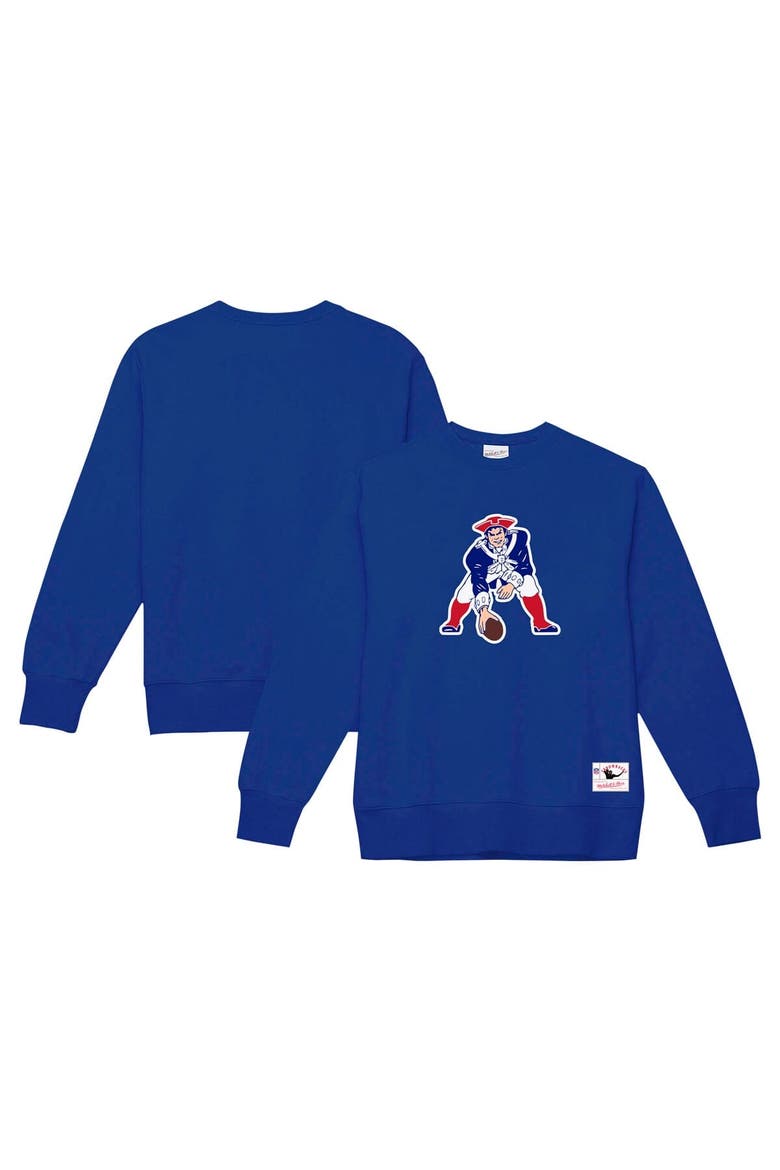 Men's Mitchell & Ness Navy New England Patriots Basic Fleece Pullover Sweatshirt, Main, color, Navy