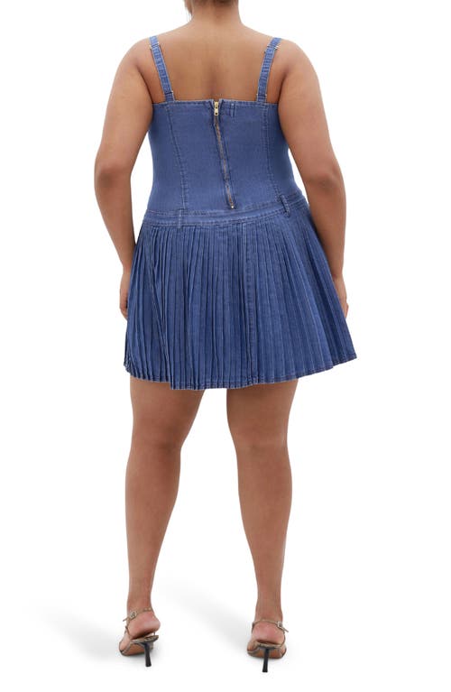 City Chic Skye Fit & Flare Denim Minidress In Mid Denim