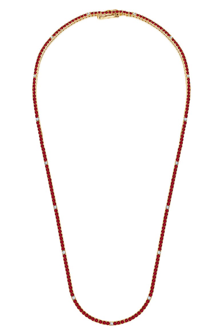 Cubic Zirconia Tennis Necklace, Main, color, RUBY