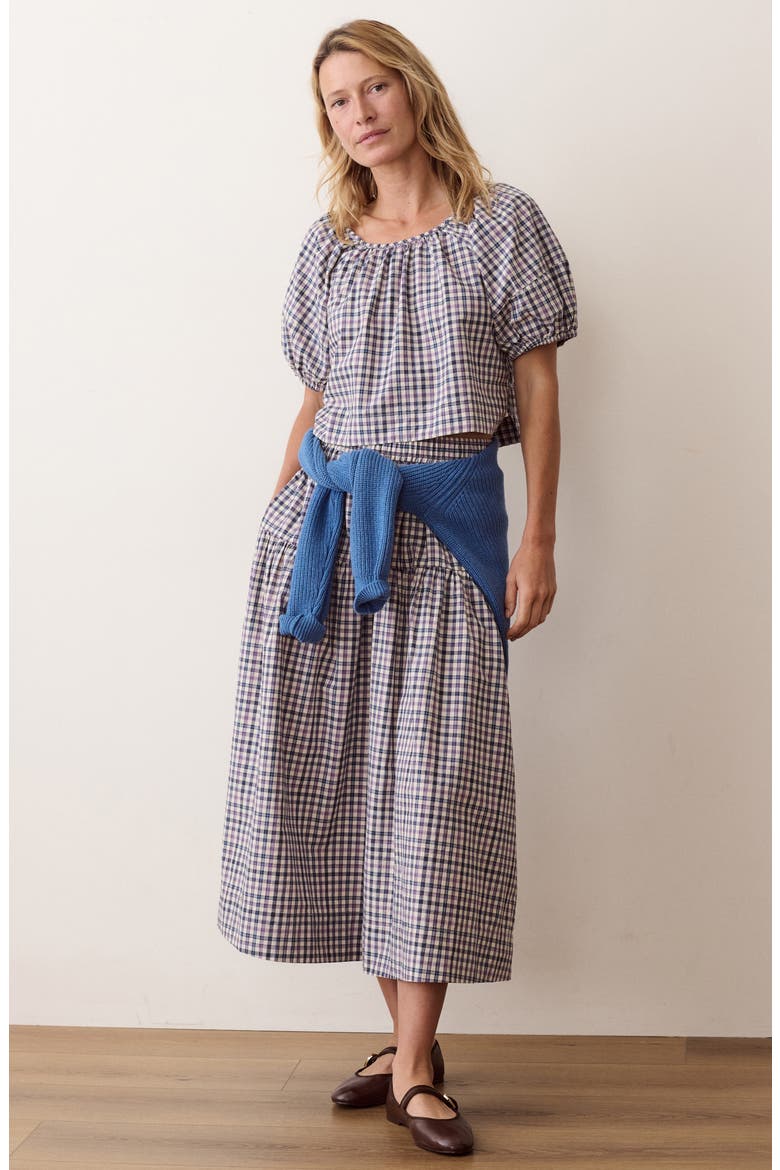 Gia Pima Cotton Poplin Top, Alternate, color, BLUE AND LAVENDER PLAID