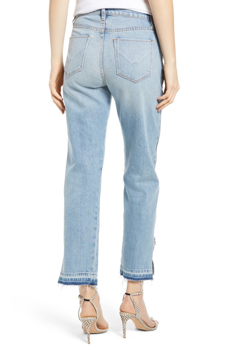 Hudson Jeans Holly High Waist Side Zip Crop Straight Leg Jeans, Alternate, color, 