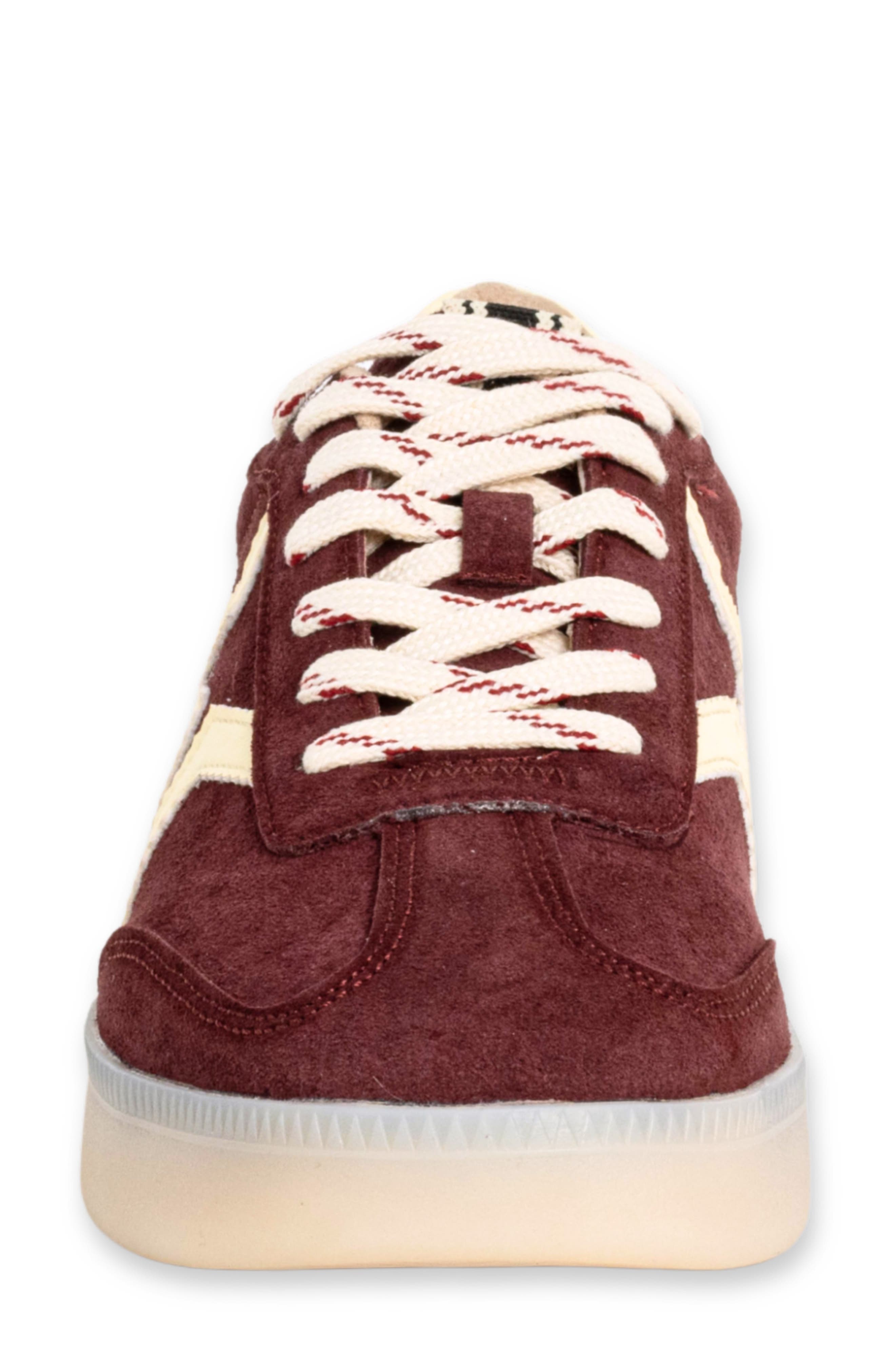 Peaches Sneaker, Alternate, color, DARK RED SUEDE