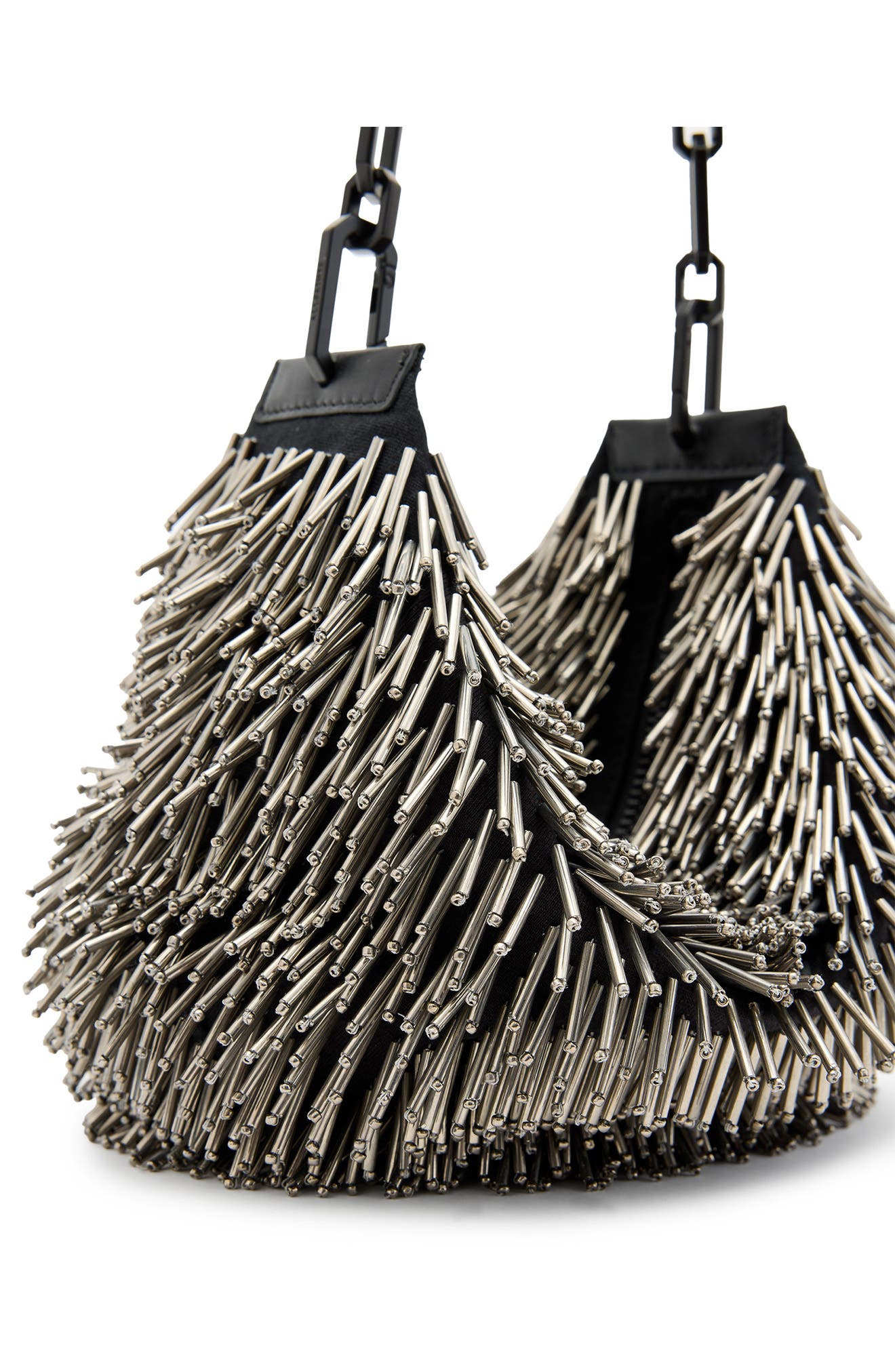 AllSaints Mini Madea Chain Handle Leather Handheld Bag, Alternate, color, Silver/ Silver