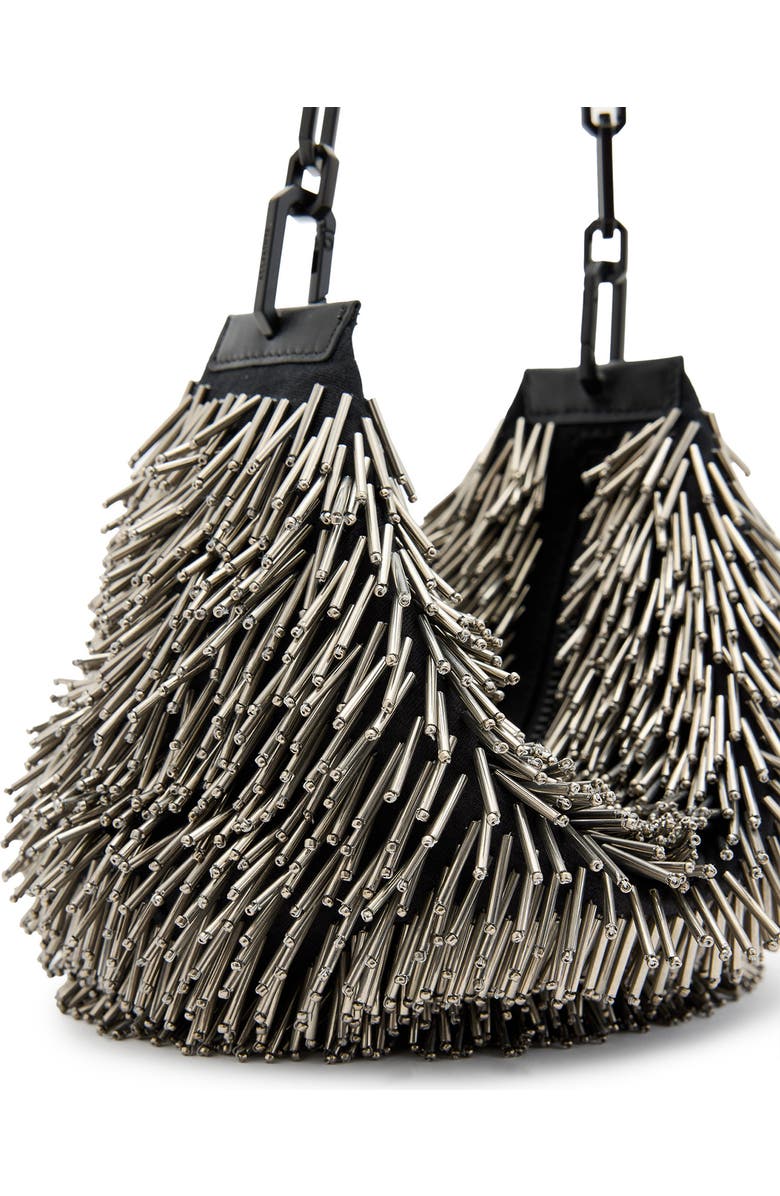 AllSaints Mini Madea Chain Handle Leather Handheld Bag, Alternate, color, Silver/ Silver