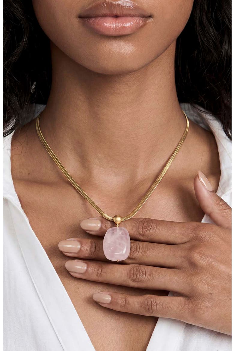 Cultured Baroque Pearl Pendant Necklace, Alternate, color, ROSE QUARTZ