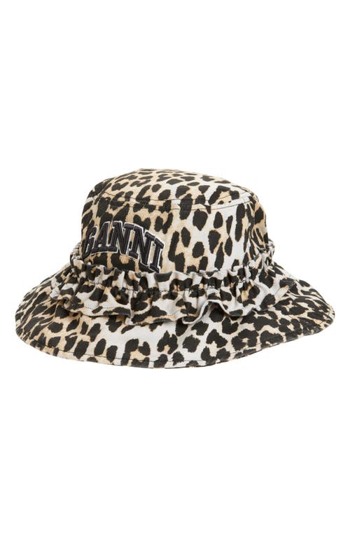 Ganni Washed Organic Cotton Canvas Bucket Hat In Brown