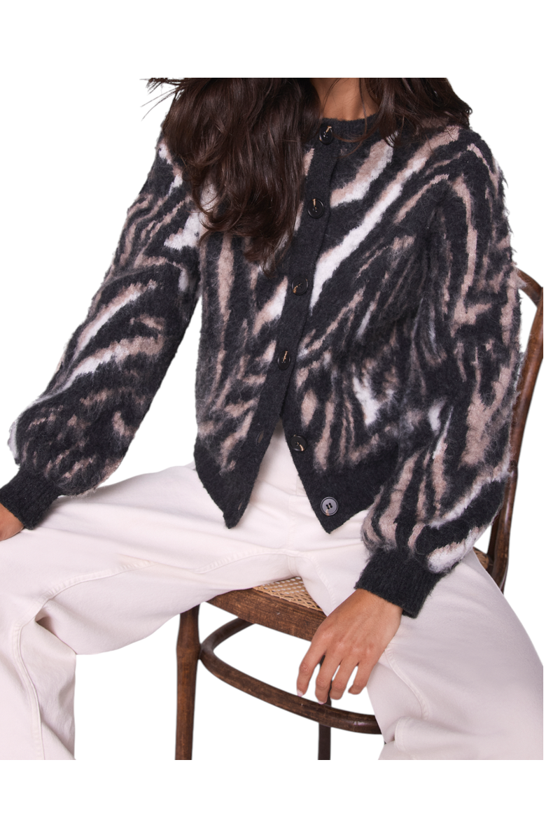 MINT VELVET Zebra Knit Cardigan, Alternate, color, Neutral