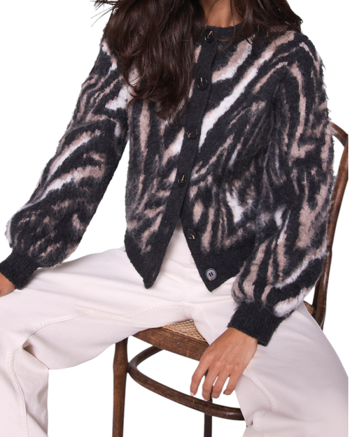 Mint Velvet Zebra Knit Cardigan In Animal Print
