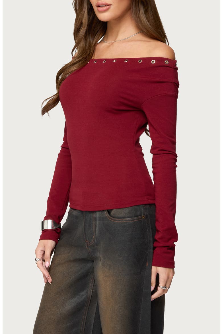 Rebekka Grommet Off the Shoulder Sweater, Alternate, color, BURGUNDY