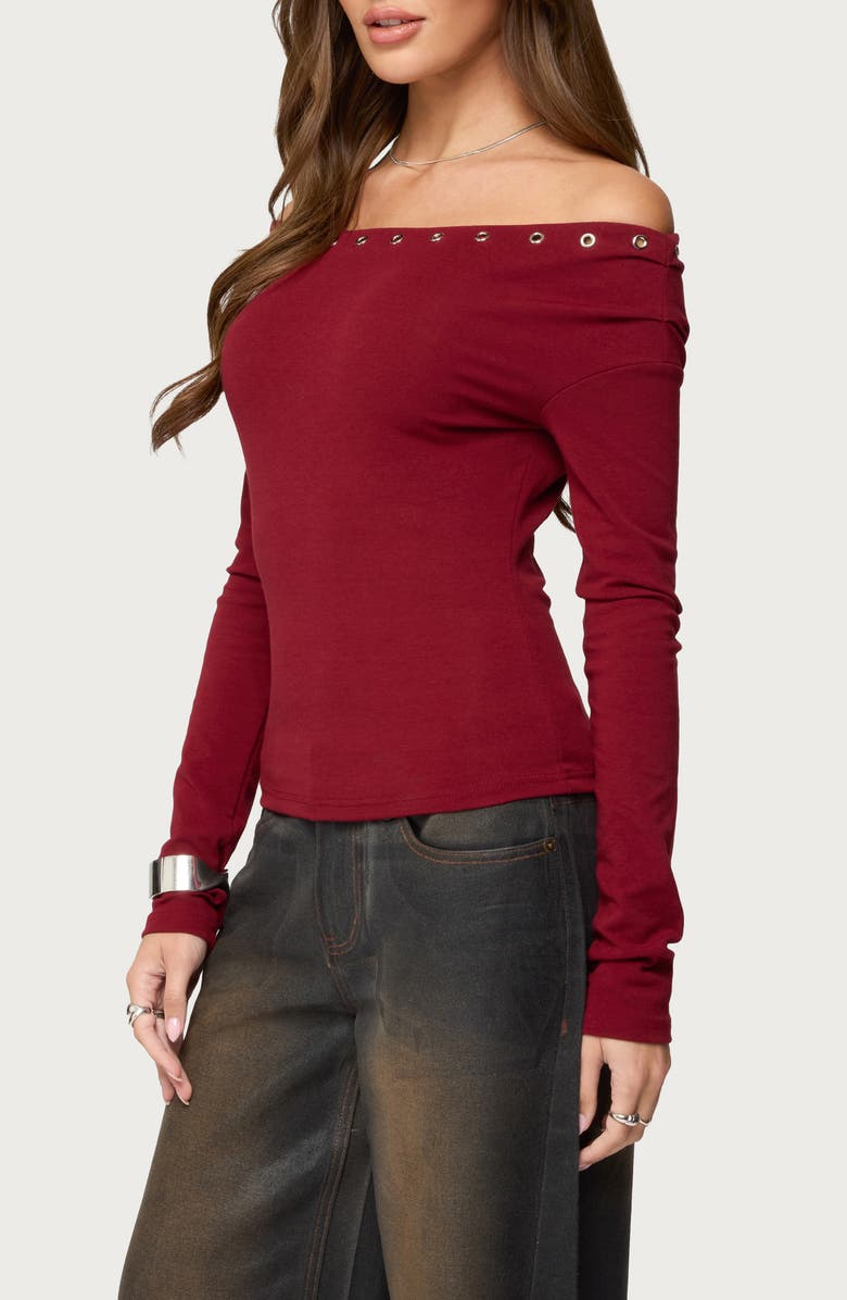 EDIKTED Rebekka Grommet Off the Shoulder Sweater, Alternate, color, 