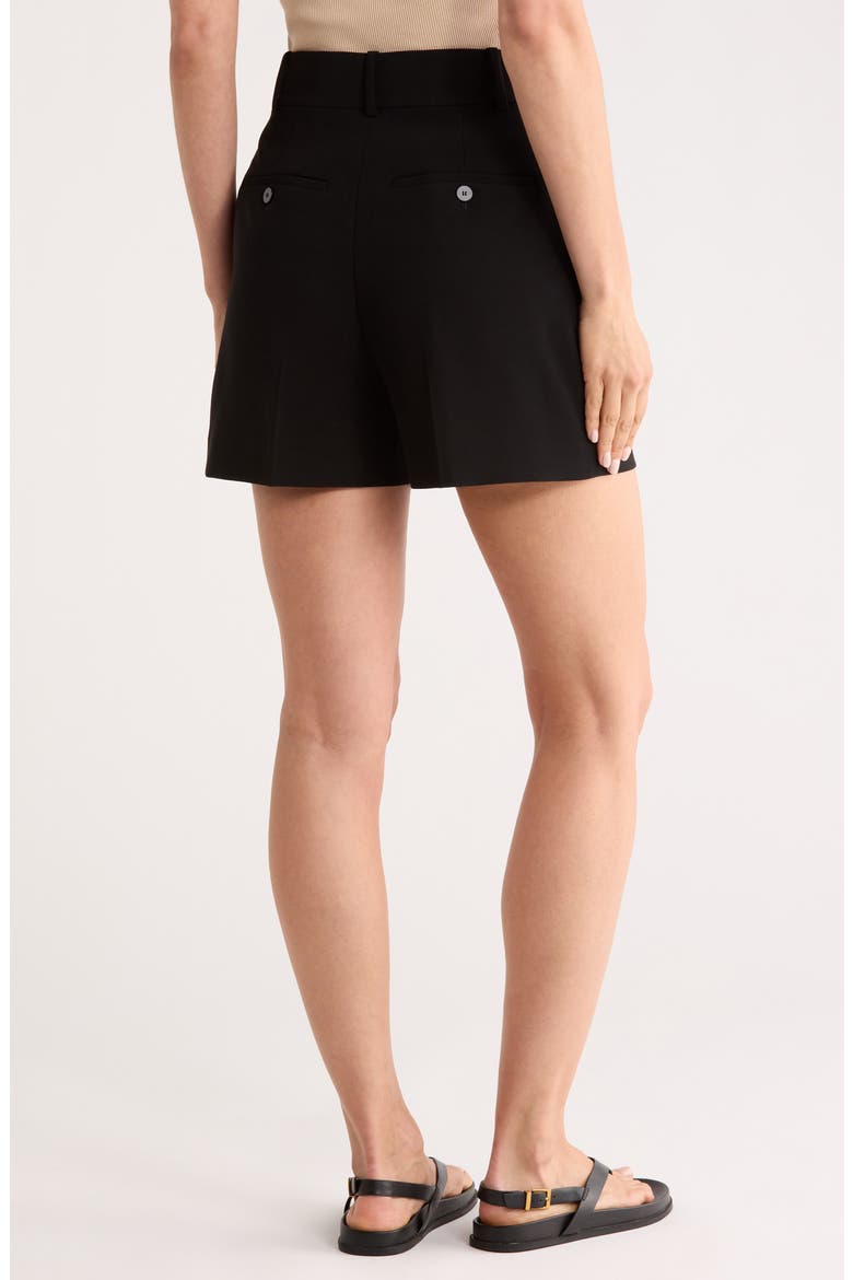 High Waist Pleat Crepe Shorts, Alternate, color, BLACK