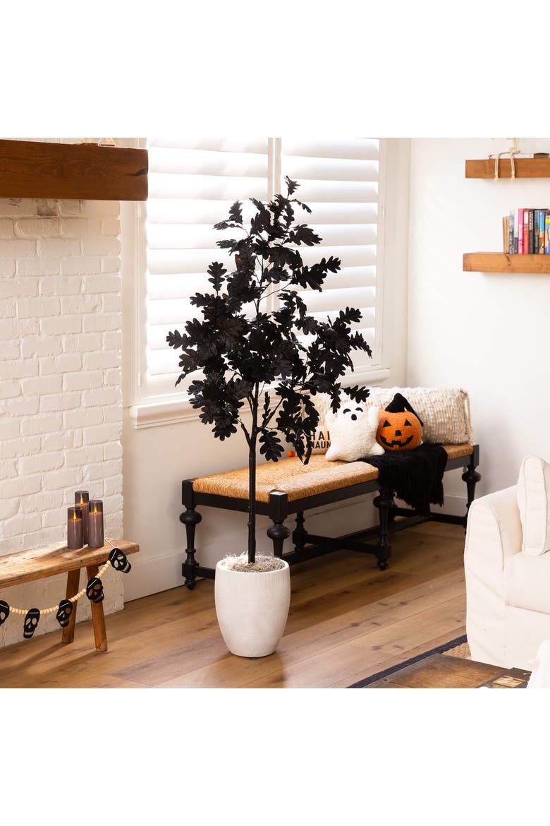 5-ft Artificial Halloween Black Oak Tree, Alternate, color, Black