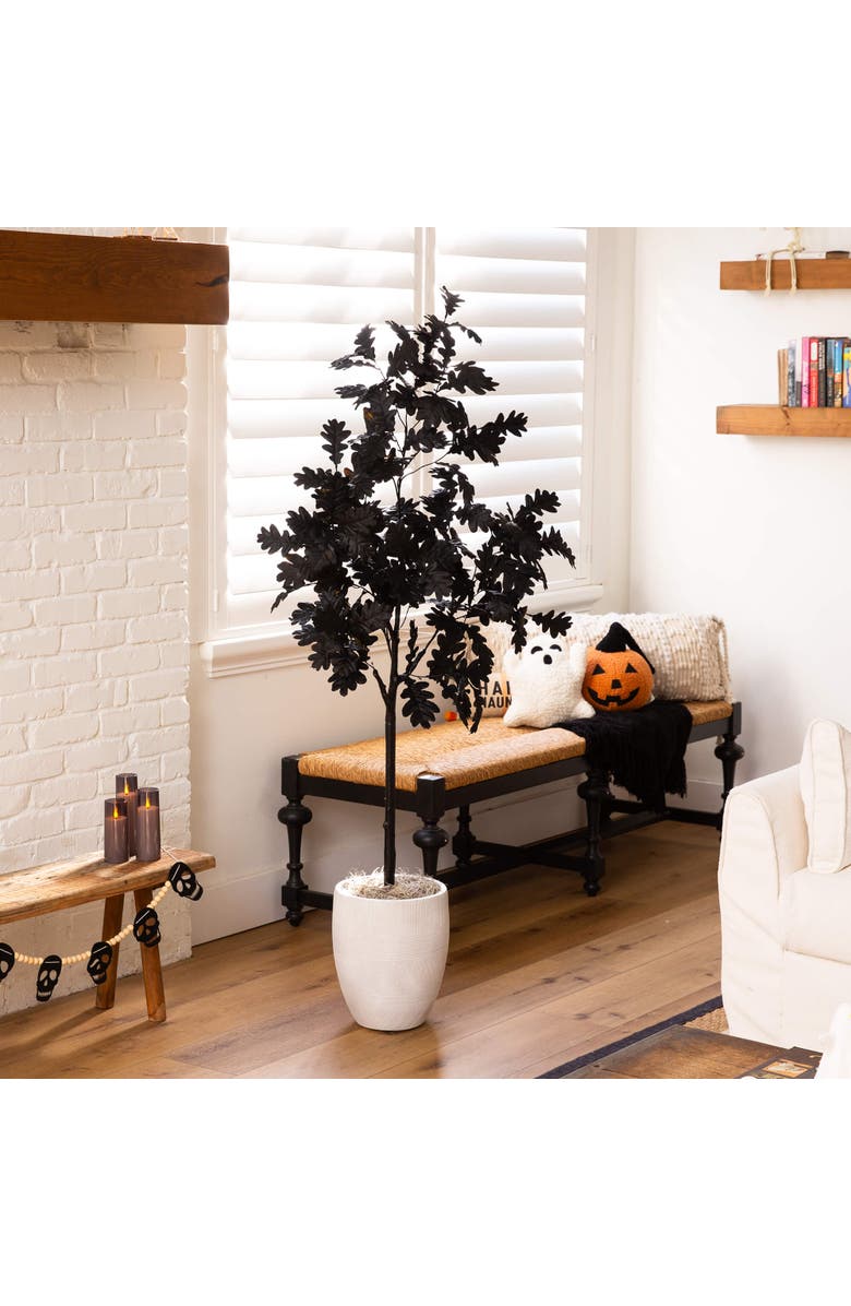 NEARLY NATURAL 5-ft Artificial Halloween Black Oak Tree, Alternate, color, Black
