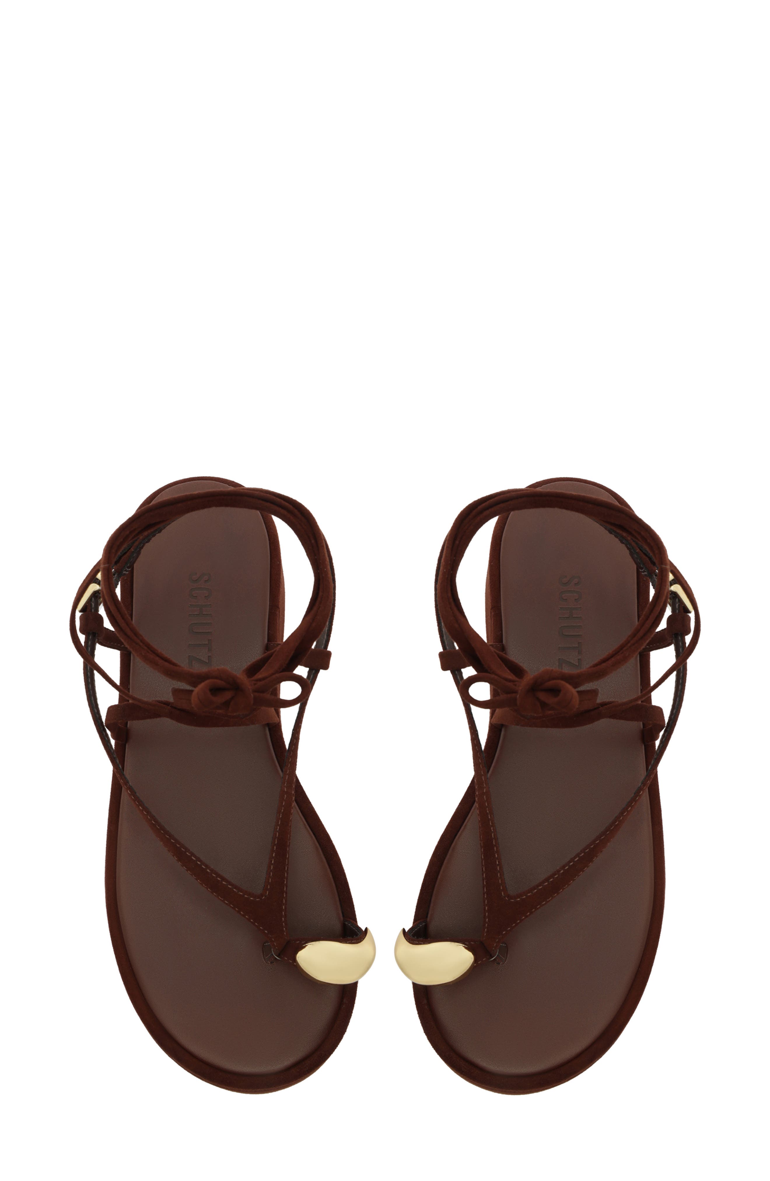 Schutz Zadie Wraparound Sandal, Alternate, color, Chestnut Brown