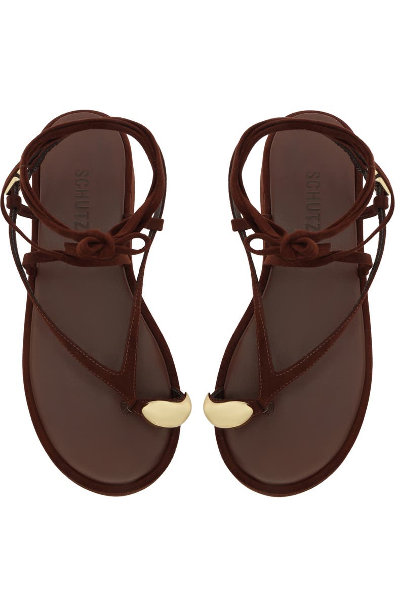 Schutz Zadie Wraparound Sandal, Alternate, color, Chestnut Brown