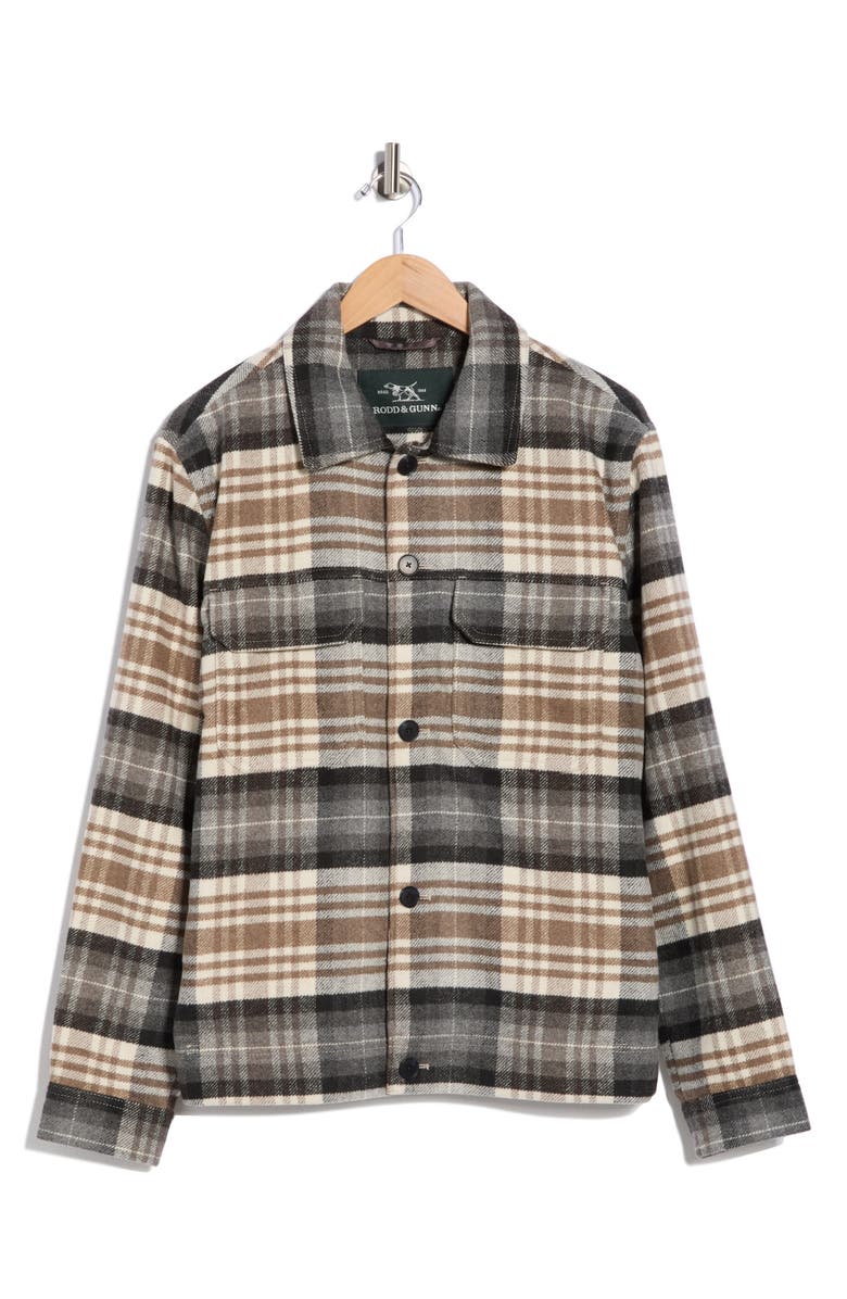 Rodd & Gunn West Arm Plaid Flannel Shirt Jacket, Alternate, color, Zinc