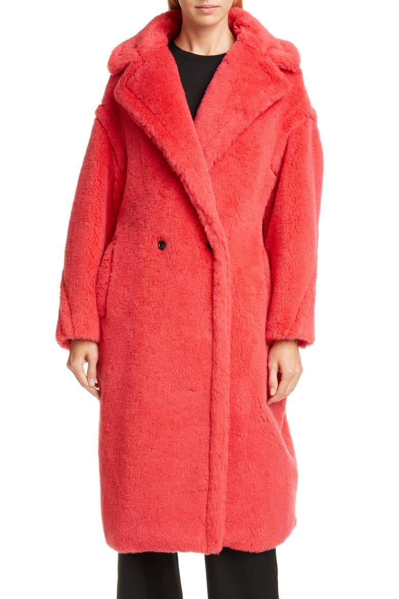 Tedgirl Faux Fur Teddy Bear Coat, Main, color, CORAL