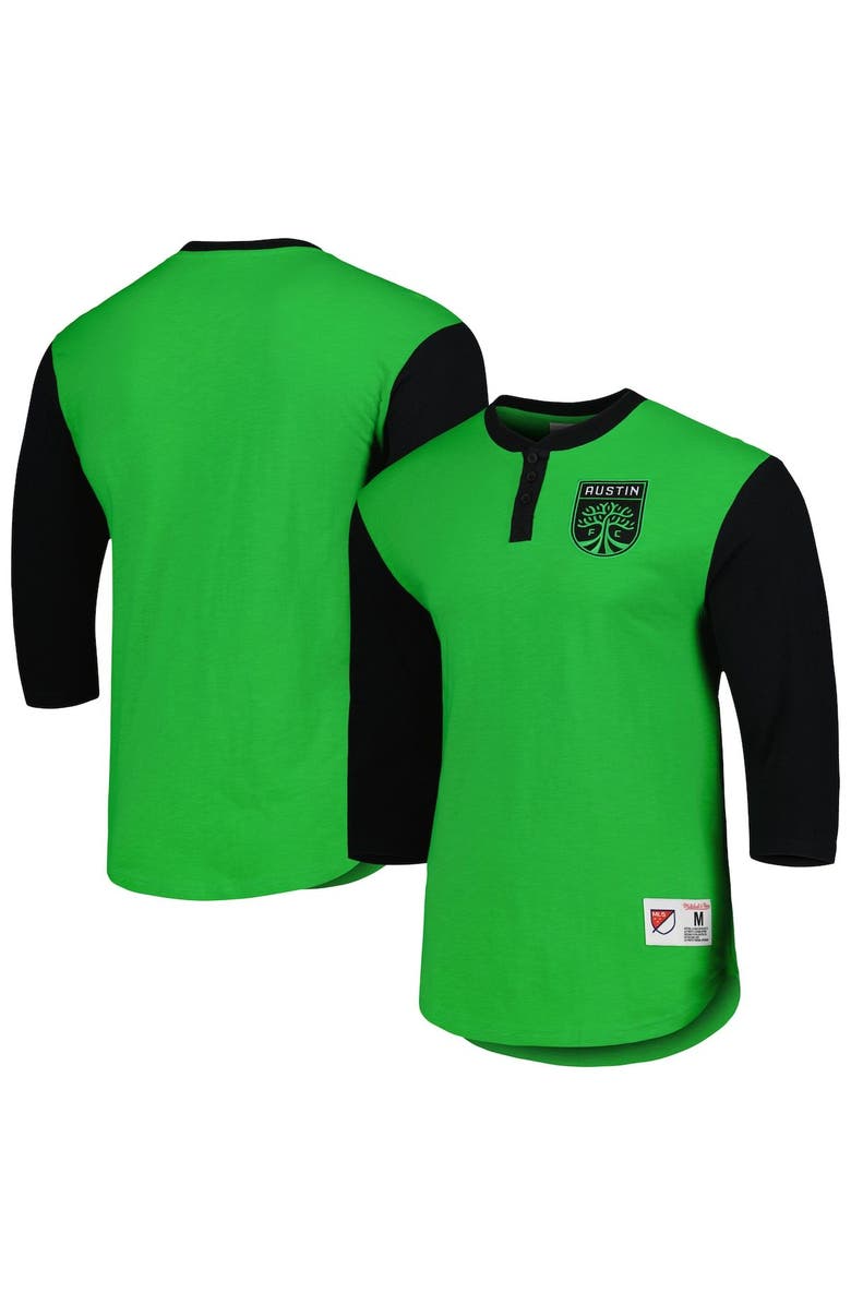 Mitchell & Ness Men's Mitchell & Ness Green Austin FC Legendary Henley Long Sleeve T-Shirt, Alternate, color, 