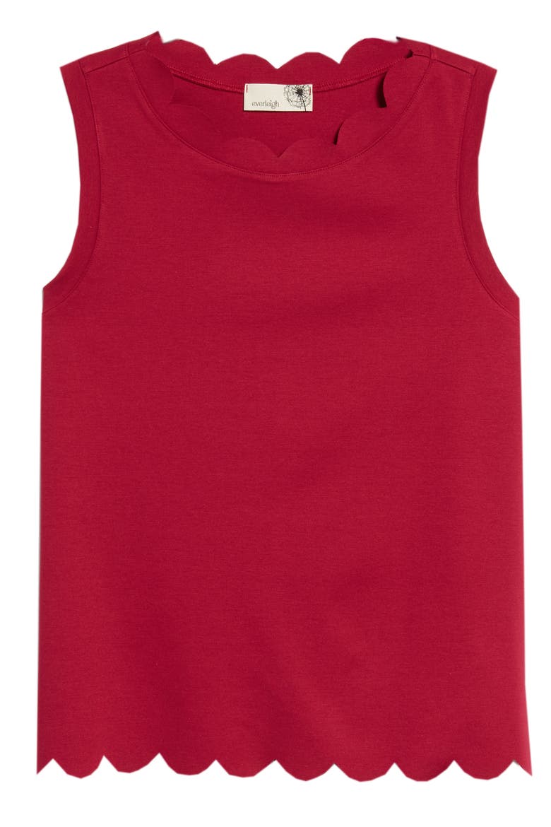 Scallop Edge Sleeveless Top, Alternate, color, RED