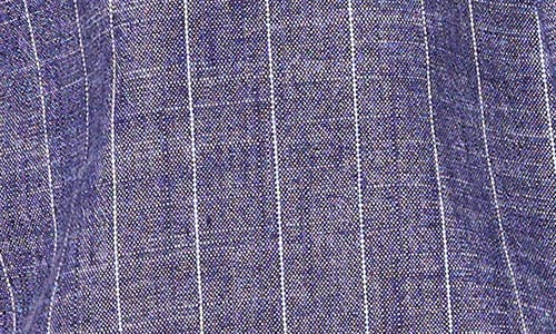 VINCE CAMUTO VINCE CAMUTO PINSTRIPE FLUTTER SLEEVE CHAMBRAY TOP 