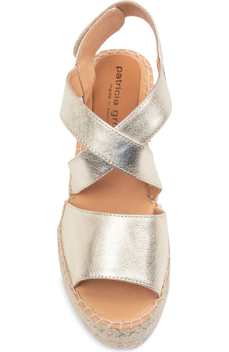 patricia green Penny Platform Wedge Espadrille Sandal, Alternate, color, Gold Leather