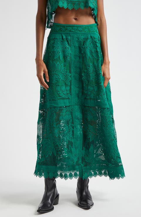 Toucan Guipure Lace Maxi Skirt