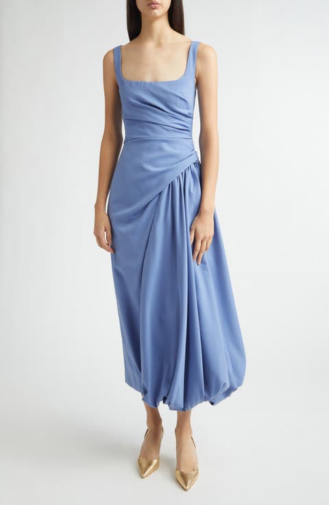 Asymmetric Faille Bubble Dress