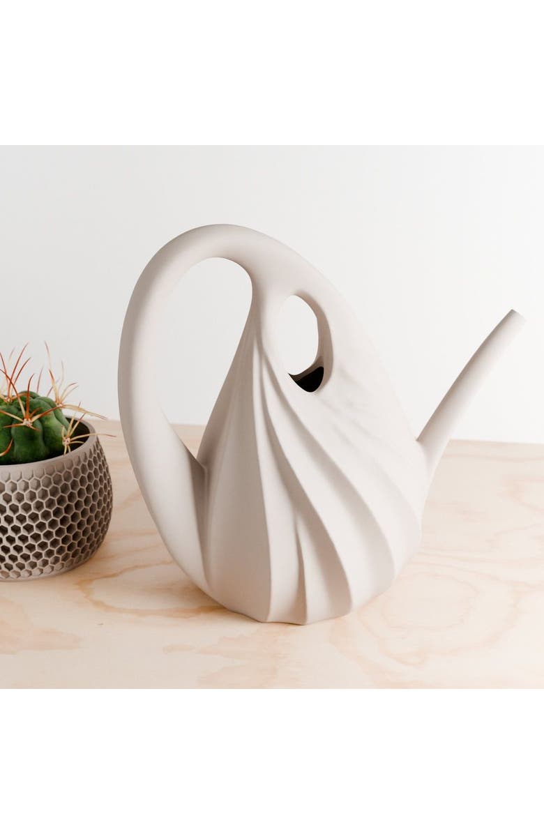 Modernized Pottery Swirl Watering Can, Main, color, Off White - Large