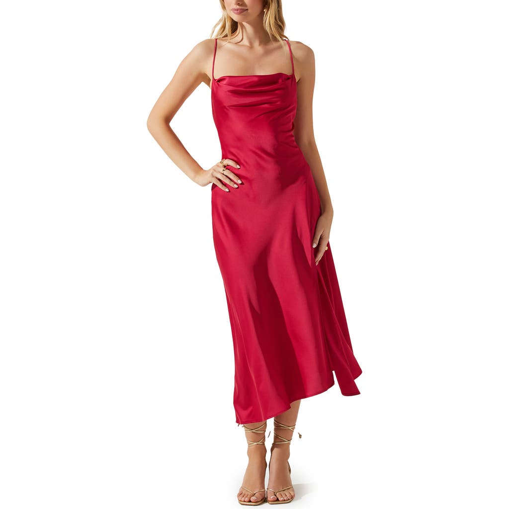 Astr The Label Strappy Cowl Neck Slip Dress In Red