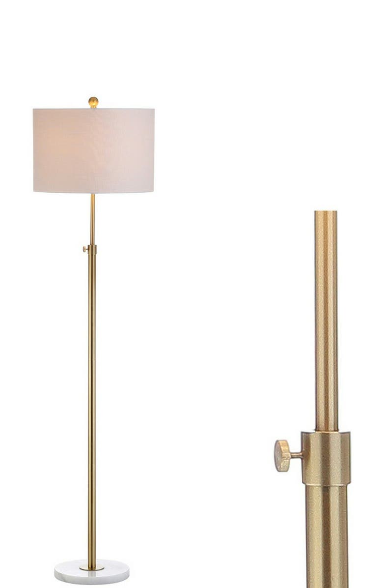 JONATHAN Y June 65" Adjustable Metal/Marble LED Floor Lamp, Main, color, Brass Gold/White