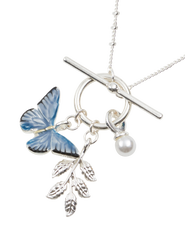 Fable England Blue Butterfly Necklace Silver