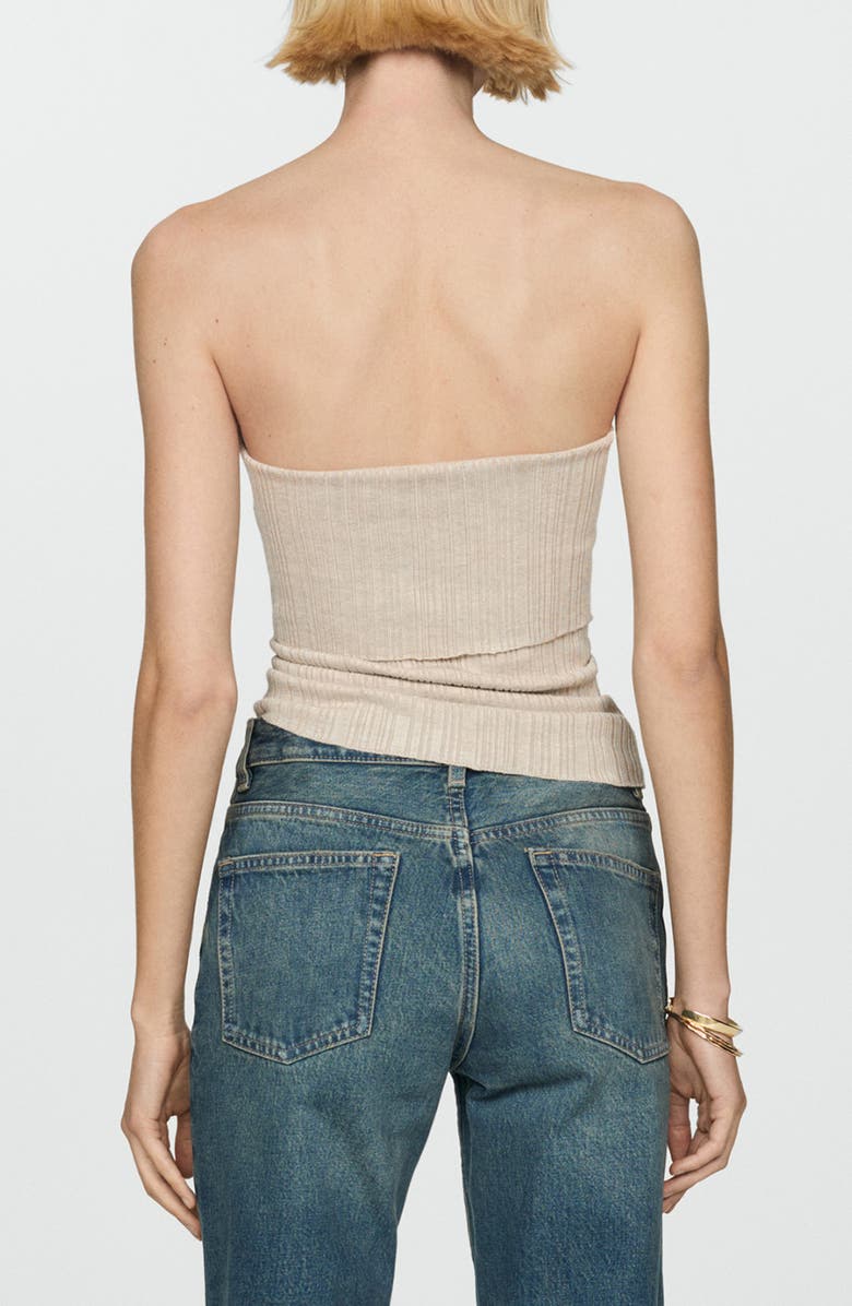MANGO Strapless Rib Top, Alternate, color, Light/ Pastel Grey