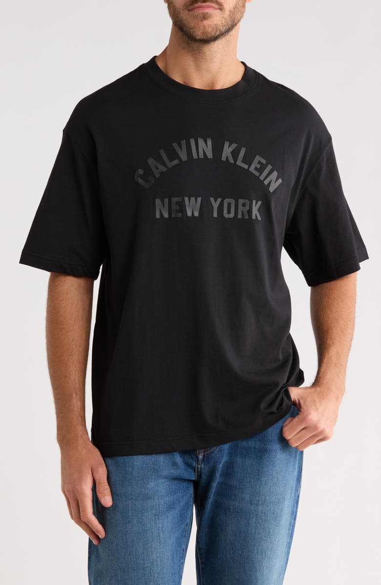 Calvin Klein Relaxed Arch Logo Cotton T-Shirt, Main, color, Black