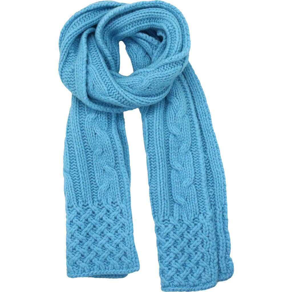 Portolano Chunky Cable Knit Scarf In Blue