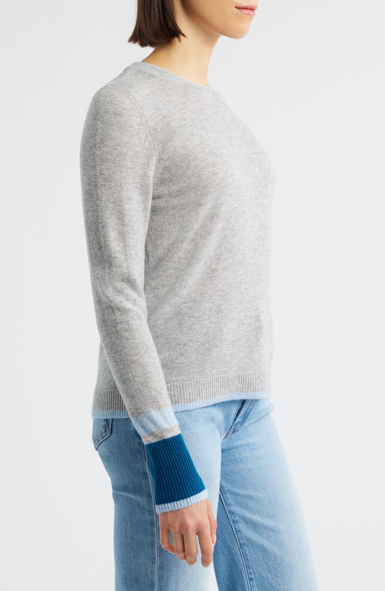 Griffen Play Colorblock Wool & Cashmere Crewneck Sweater, Alternate, color, Light Grey Combo