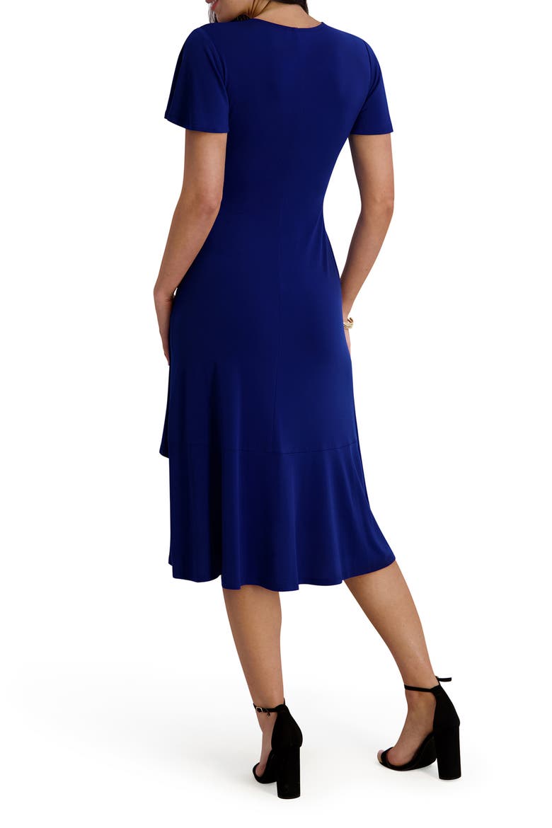 kensie short sleeve smocked waist a line midi dress Faux Wrap (Women) Color:Dark Red