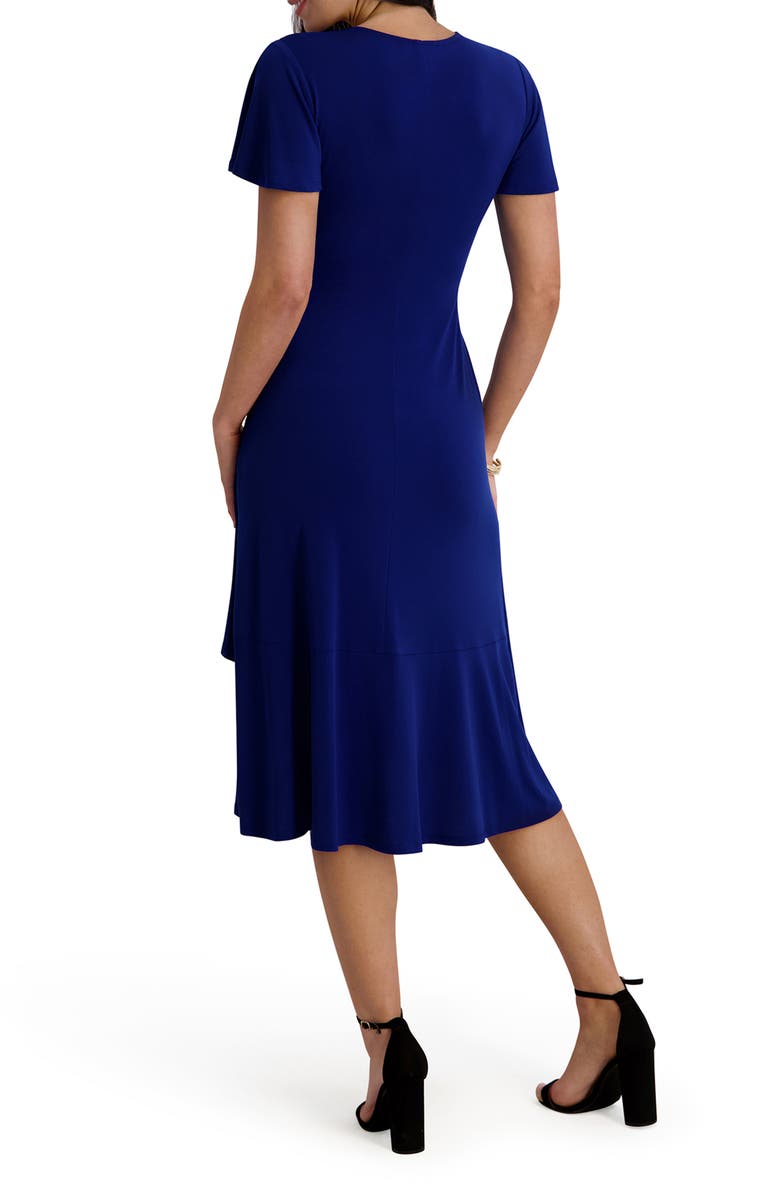 Kensie Short Sleeve Faux Wrap Midi Dress, Alternate, color, Cobalt