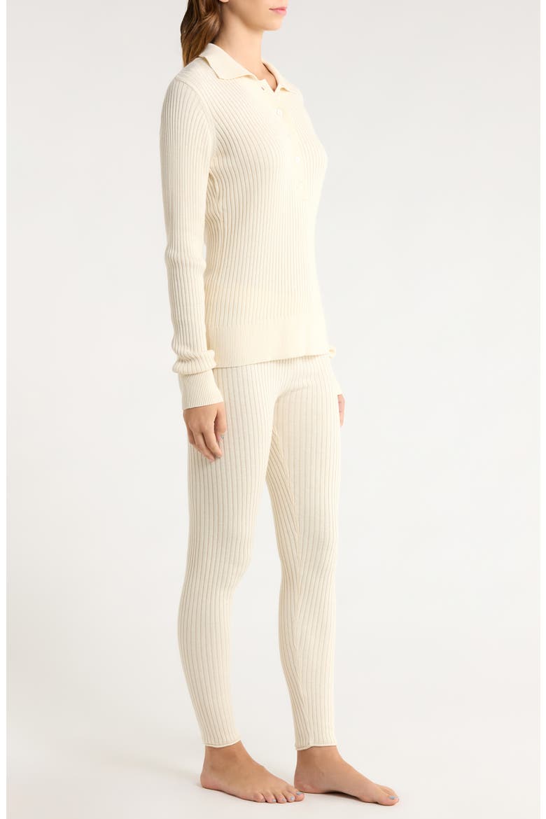Colette Cozy Cotton Blend Rib Pajamas, Alternate, color, BISCUIT