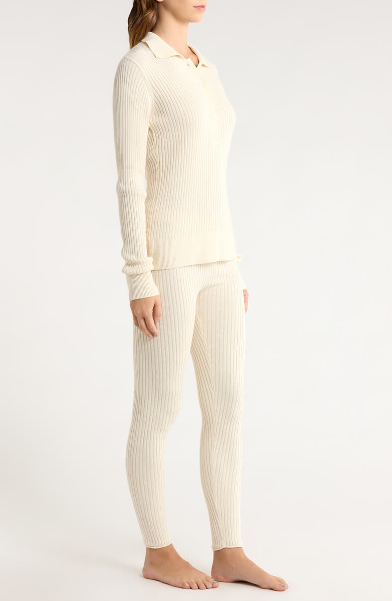 Papinelle Colette Cozy Cotton Blend Rib Pajamas, Alternate, color, Biscuit