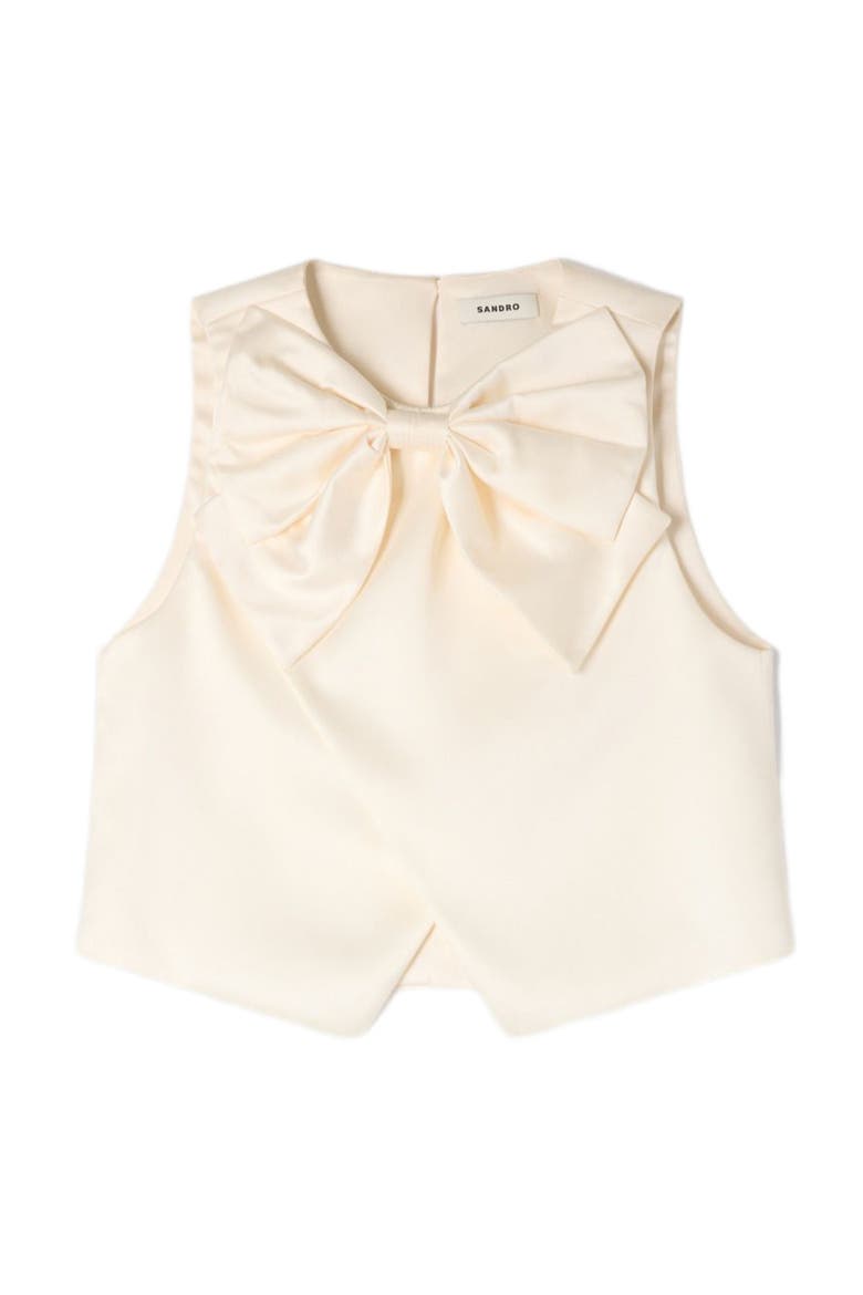 Satin bow crop top, Alternate, color, Ecru