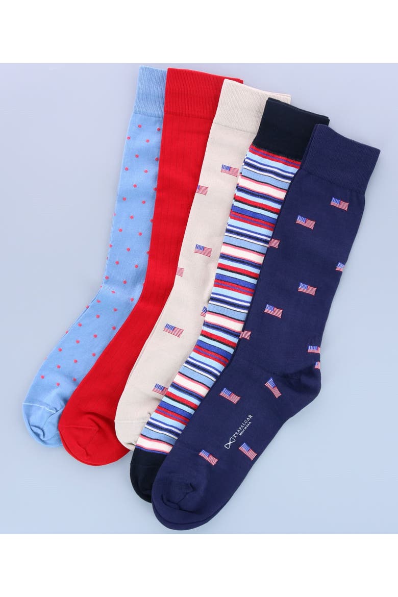 Old Glory American Flag Mercerized Cotton Mid-Calf Socks, Alternate, color, Tan