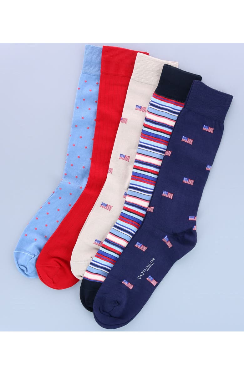 Trafalgar Old Glory American Flag Mercerized Cotton Mid-Calf Socks, Alternate, color, Tan