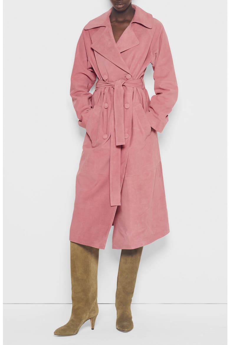 Candy Supersuede Trench Coat, Main, color, Mauve
