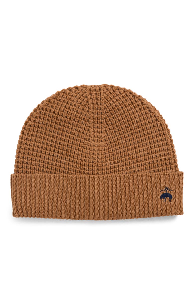 Wool & Cashmere Waffle Knit Beanie, Main, color, CAMEL