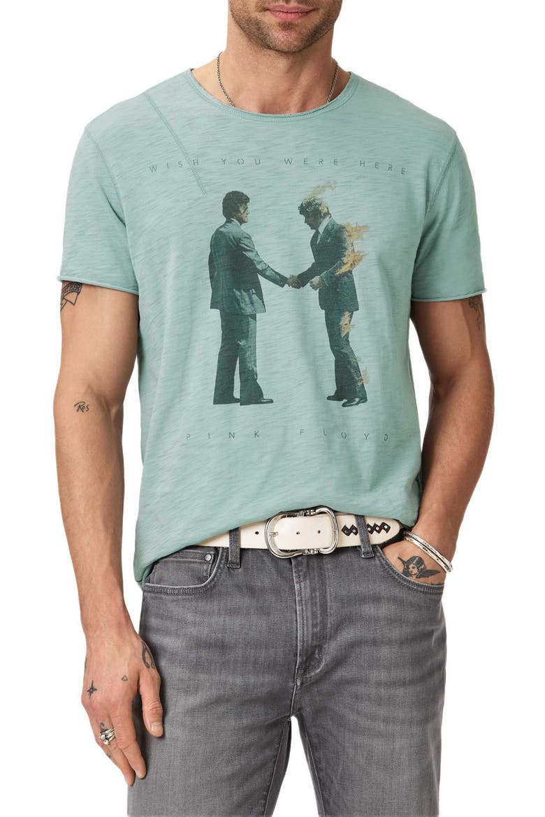 Raw Edge Graphic T-Shirt, Main, color, LIGHT BLUE HEATHER