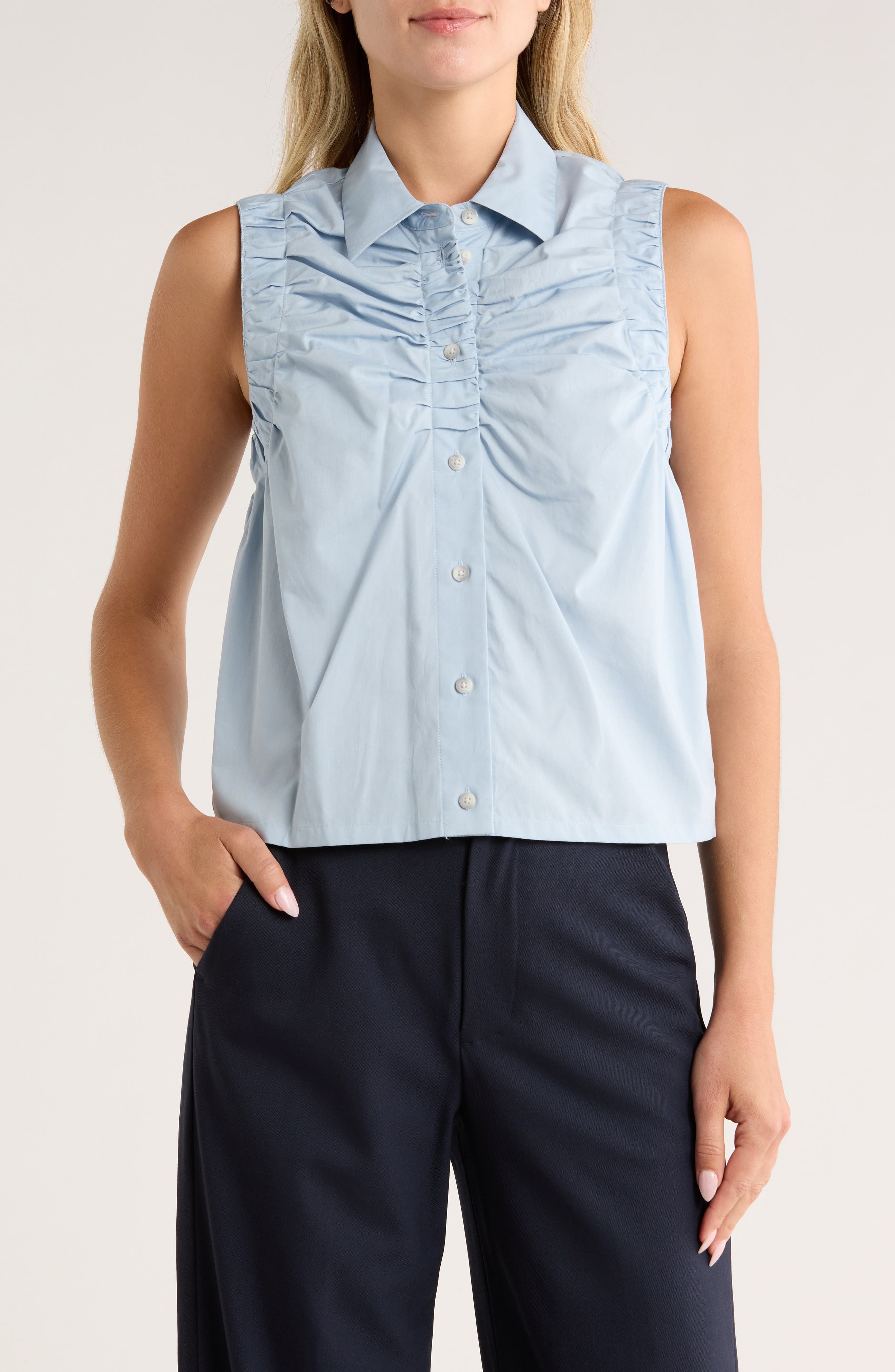 rag & bone Georgina Ruched Button-Up Shirt